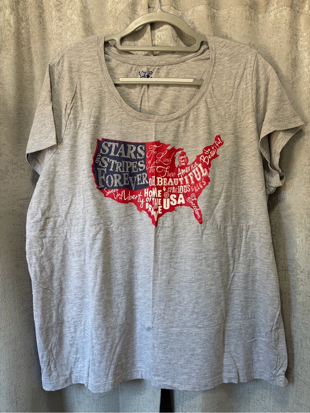 Grey USA Graphic Red & Navy Map Print Tee 2XL